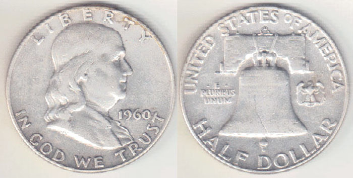 1960 D USA silver Half Dollar (Franklin) A005975
